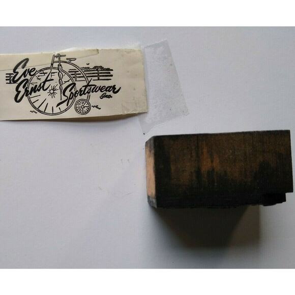 Eve Ernst Sportswear High-Wheel Bicycle Printers Block Stamp Atlantic City NJ - Picture 6 of 6